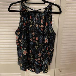 Francesca's black high neck keyhole sleeveless blouse